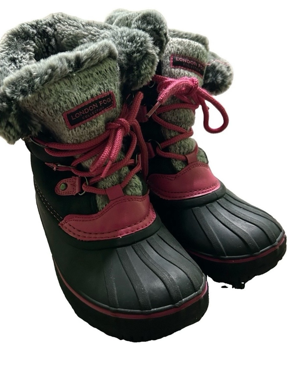 Girl’s London Fog Grey Pink Waterproof Winter Boots Size 4